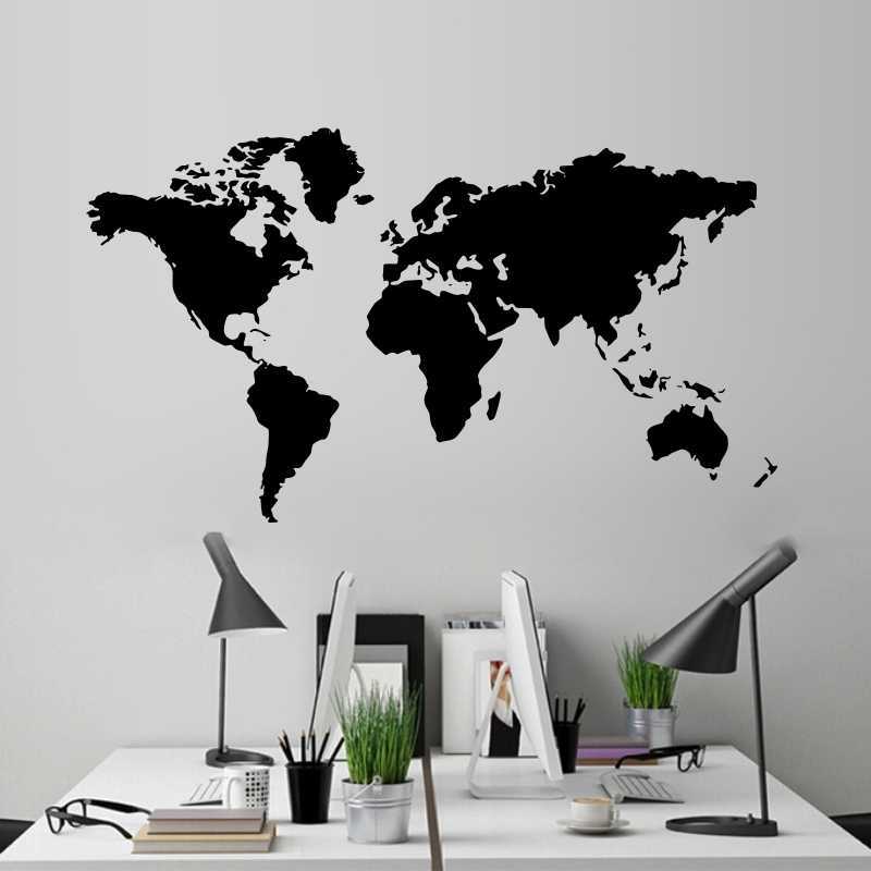 world map carved wall sticker