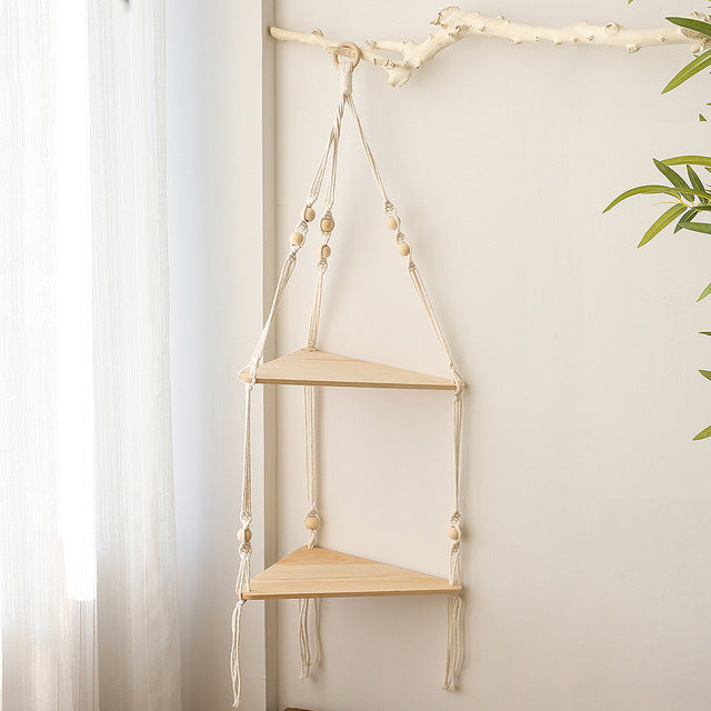 macrame wall shelves