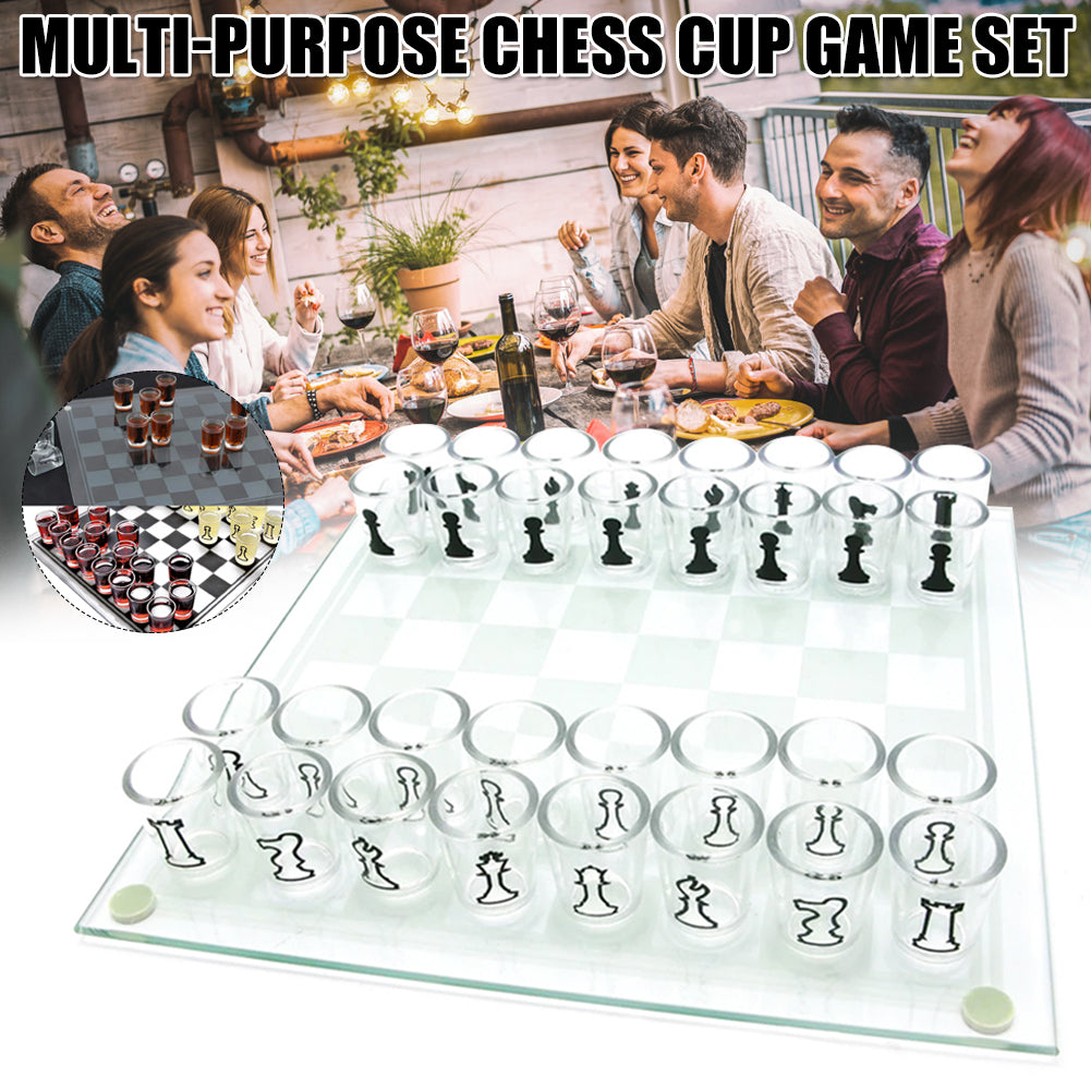 bar game crystal wine glass checker chess board medium size