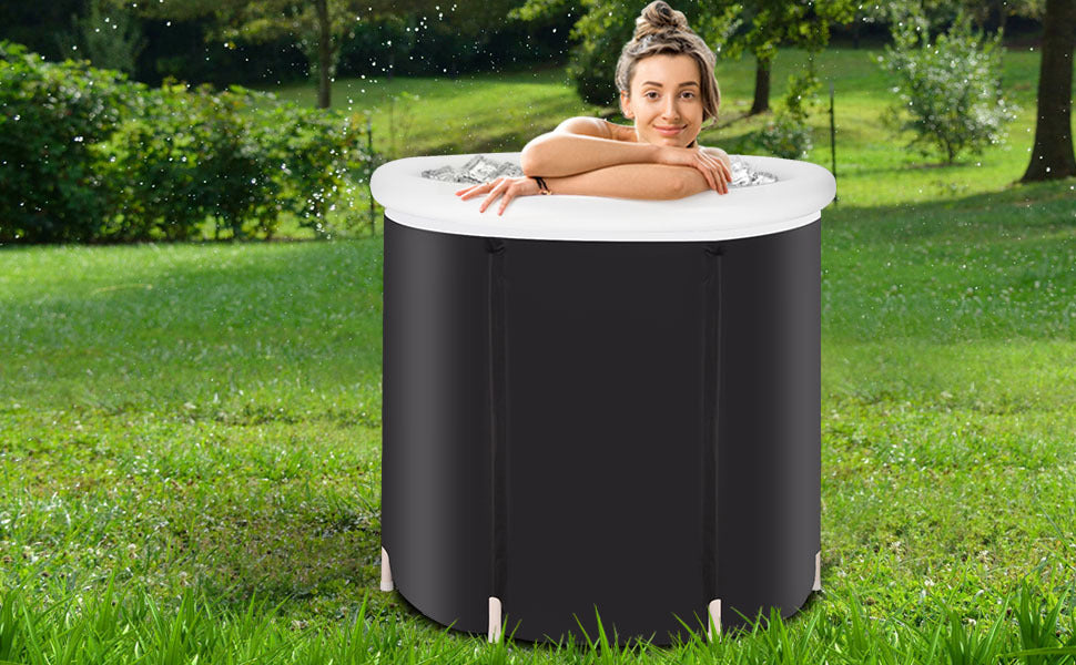 recovery ice tub foldable bathtub outdoor portable cold water therapy tub fitness rehab ice tub for athletes long lasting insulated ice tub, spa soaking bucket