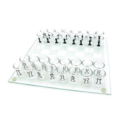 Bar Game Crystal Wine Glass Checker Chess Board Medium Size