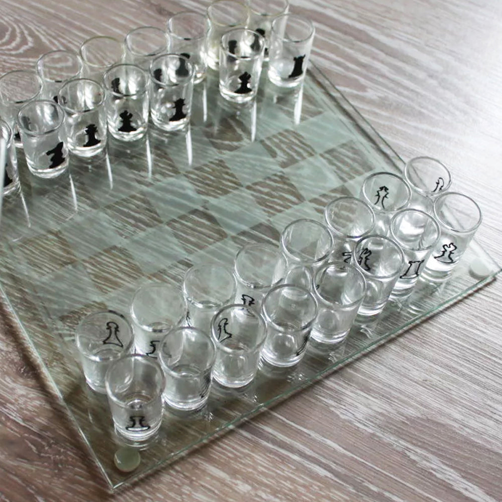 bar game crystal wine glass checker chess board medium size