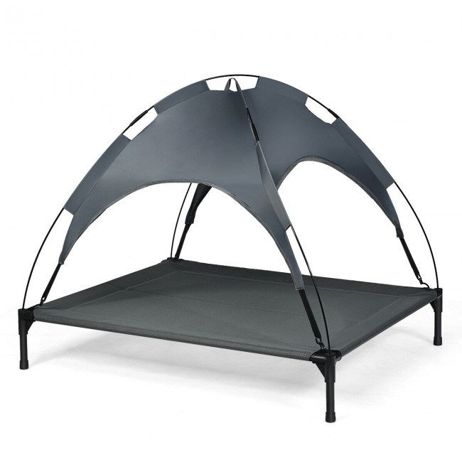 portable elevated outdoor pet bed with removable canopy shade