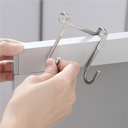 1/2/4pcs Over The Door Drawer Cabinet Hook; 304 Stainless Steel Double S-Shaped Hook Holder Hanger Metal Heavy Duty-Free Punching Door Back Hanging Clothes Hook Organizer