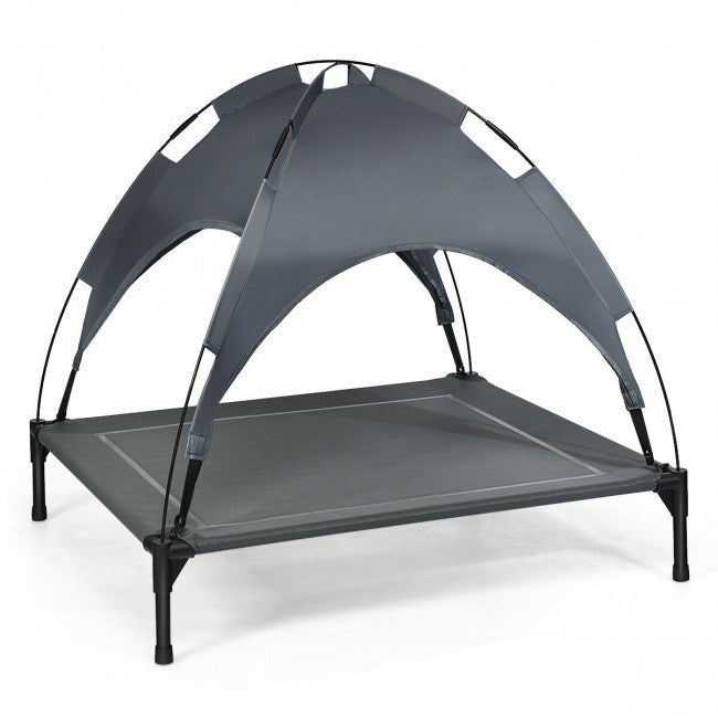 portable elevated outdoor pet bed with removable canopy shade