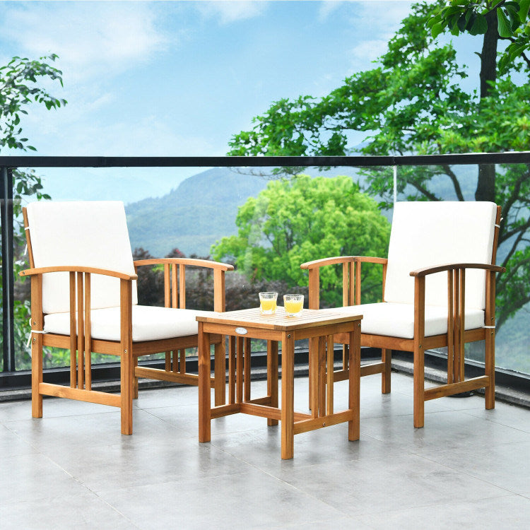 3 pieces solid wood outdoor patio sofa furniture set