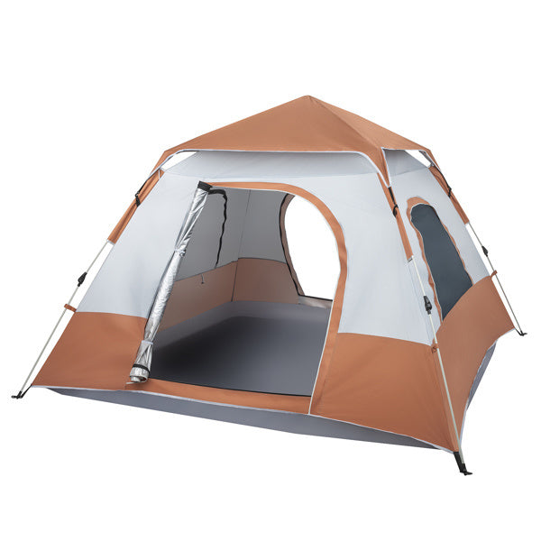 240*240*150cm spring quick opening four-person family tent camping tent brown