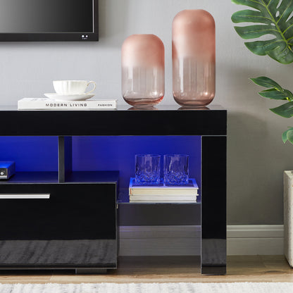 20 minutes quick assemble, modern TV Stand with LED Lights,high glossy front TV Cabinet,can be assembled in Lounge Room, Living Room or Bedroom