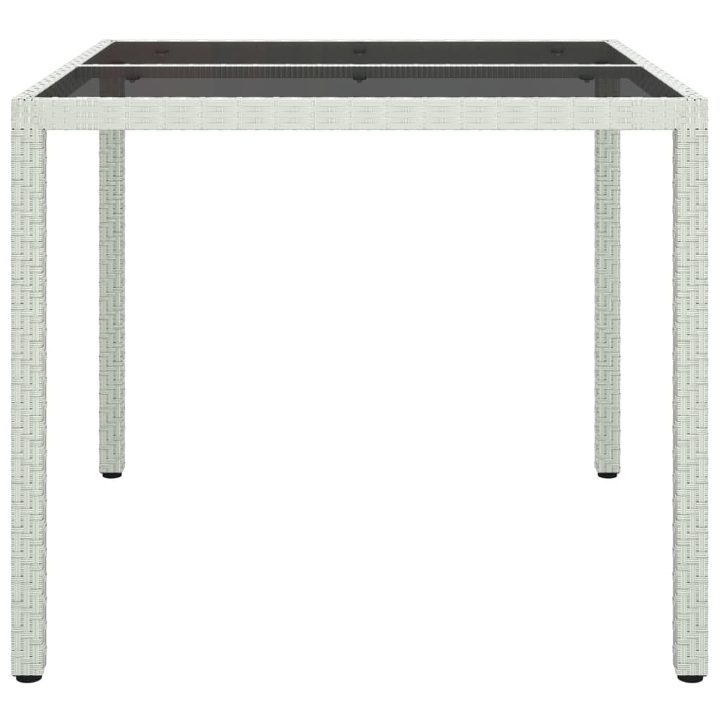 patio table 35.4"x35.4"x29.5" tempered glass and poly rattan white