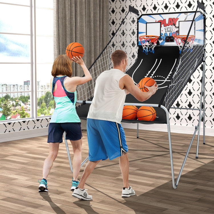 indoor double electronic basketball game w/ 4 balls