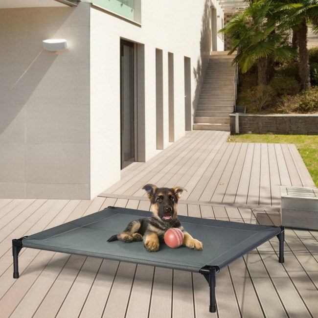 portable elevated outdoor pet bed with removable canopy shade