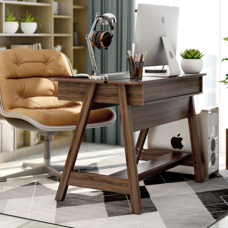 mid-century writing desk w/ storage cubes & hidden compartment