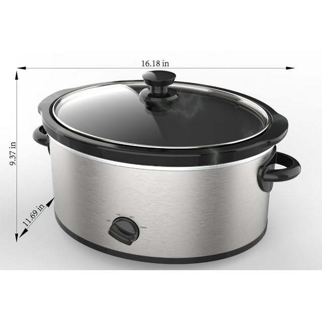 slow cooker, stainless steel finish, glass lid [6 quart]