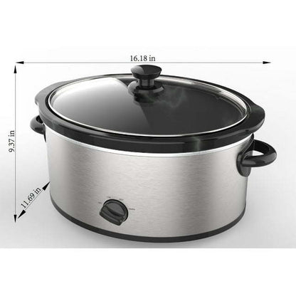 Slow Cooker, Stainless Steel Finish, Glass Lid [6 Quart]