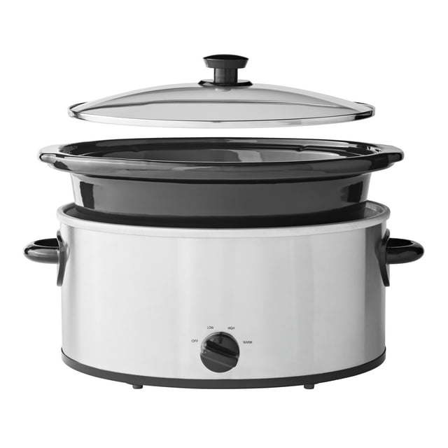 slow cooker, stainless steel finish, glass lid [6 quart]