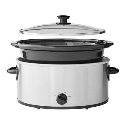 Slow Cooker, Stainless Steel Finish, Glass Lid [6 Quart]