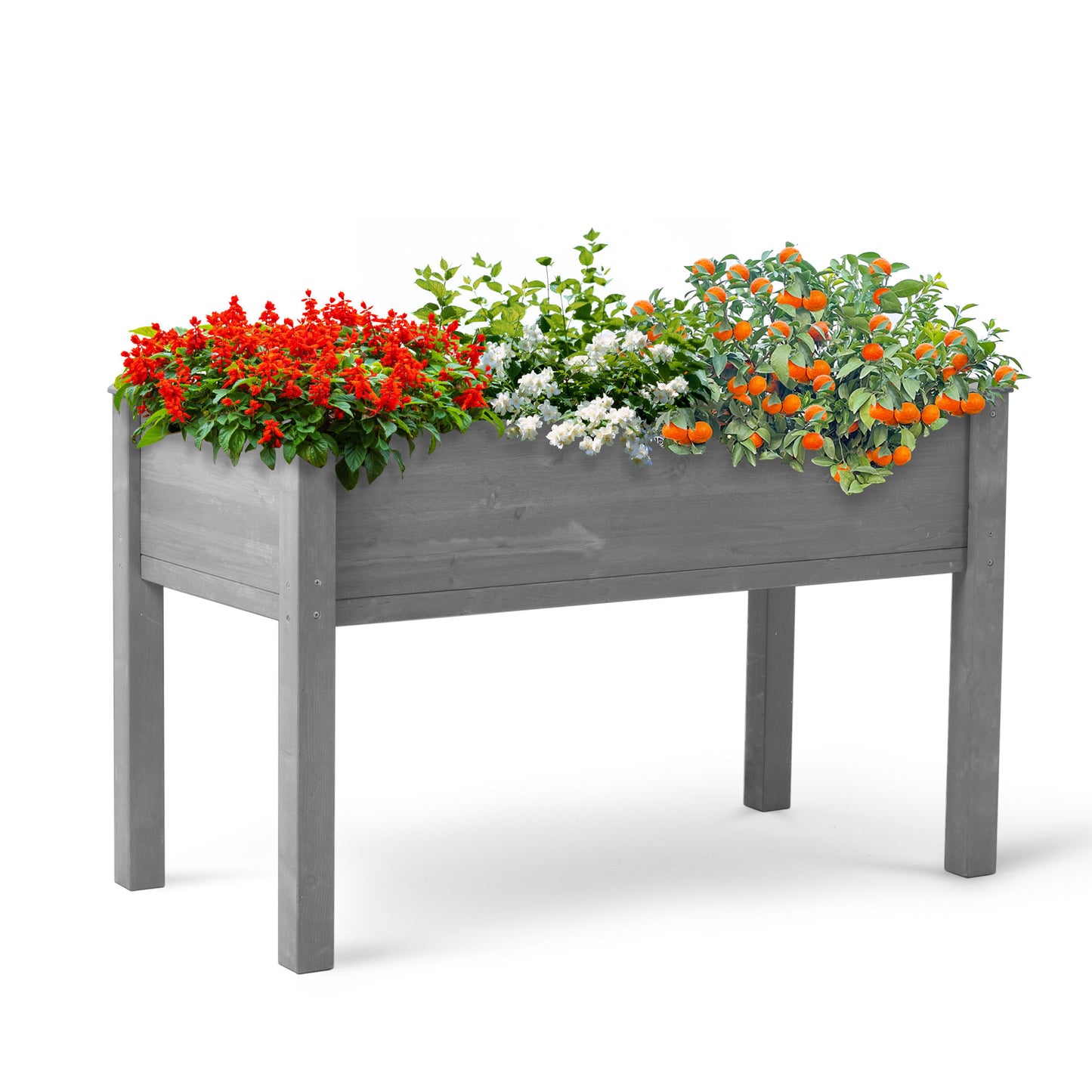 raised garden bed with legs, elevated wooden planter box for outdoor plants