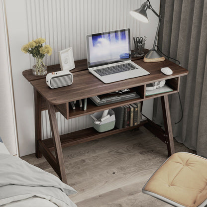 Mid-Century Writing Desk w/ Storage Cubes & Hidden Compartment