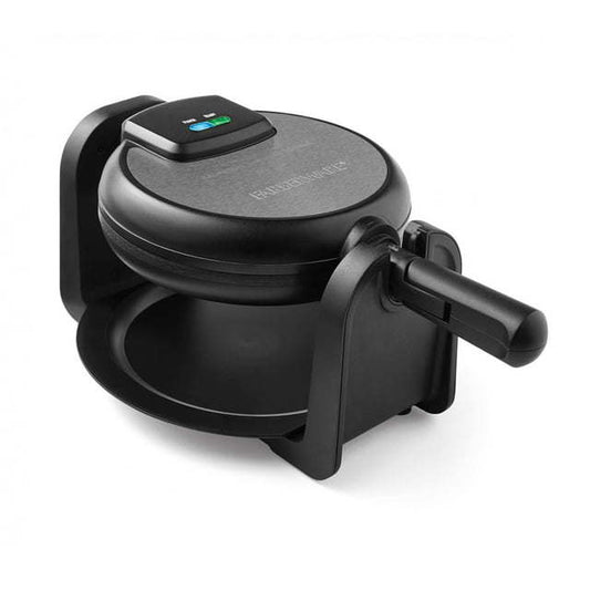 Single-Flip Waffle Maker, Black with Stainless Steel Decoration