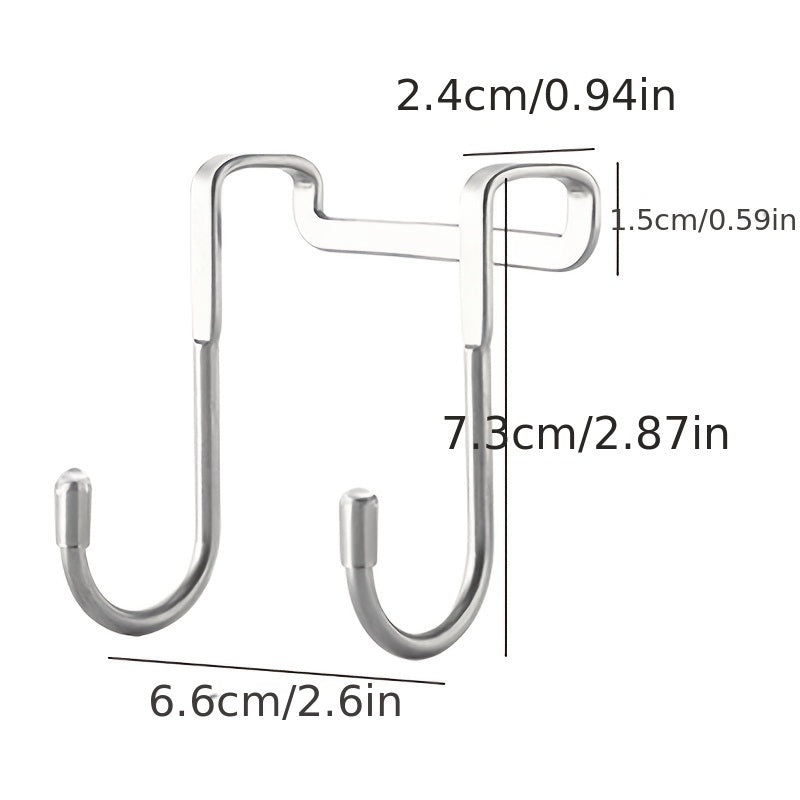 1/2/4pcs over the door drawer cabinet hook; 304 stainless steel double s-shaped hook holder hanger metal heavy duty-free punching door back hanging clothes hook organizer