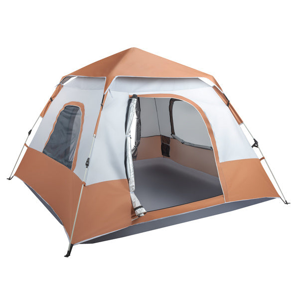 240*240*150cm spring quick opening four-person family tent camping tent brown