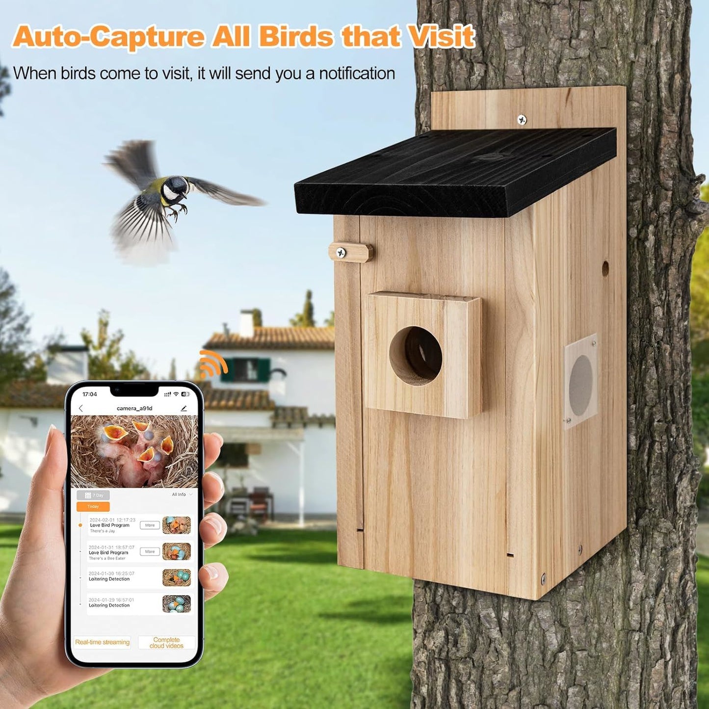 smart bird house with camera,3mp birdhouse camera for outdoors,auto capture bird videos & motion detection,watch bird nesting & hatching in real time,diy ideal gift