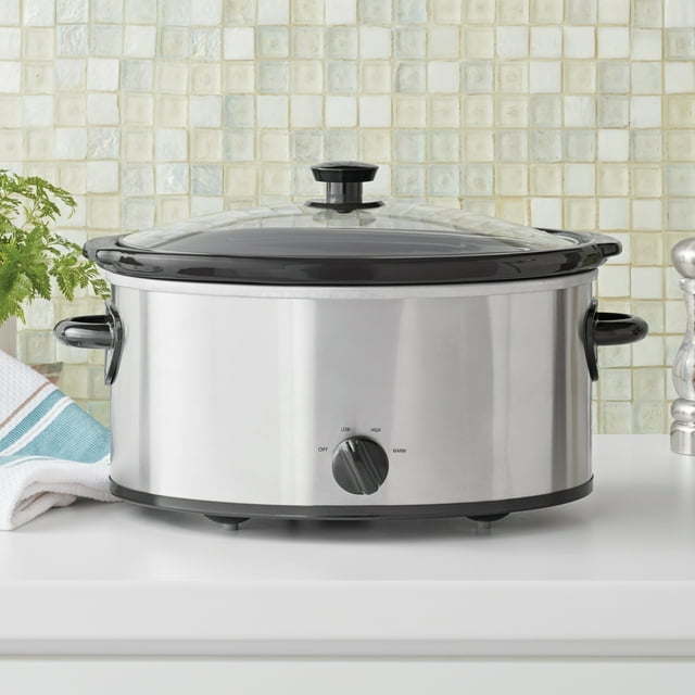 slow cooker, stainless steel finish, glass lid [6 quart]