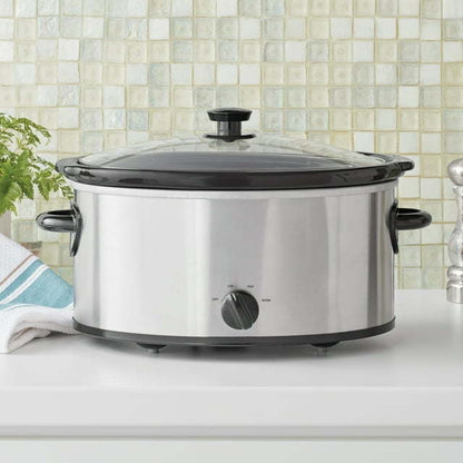 Slow Cooker, Stainless Steel Finish, Glass Lid [6 Quart]