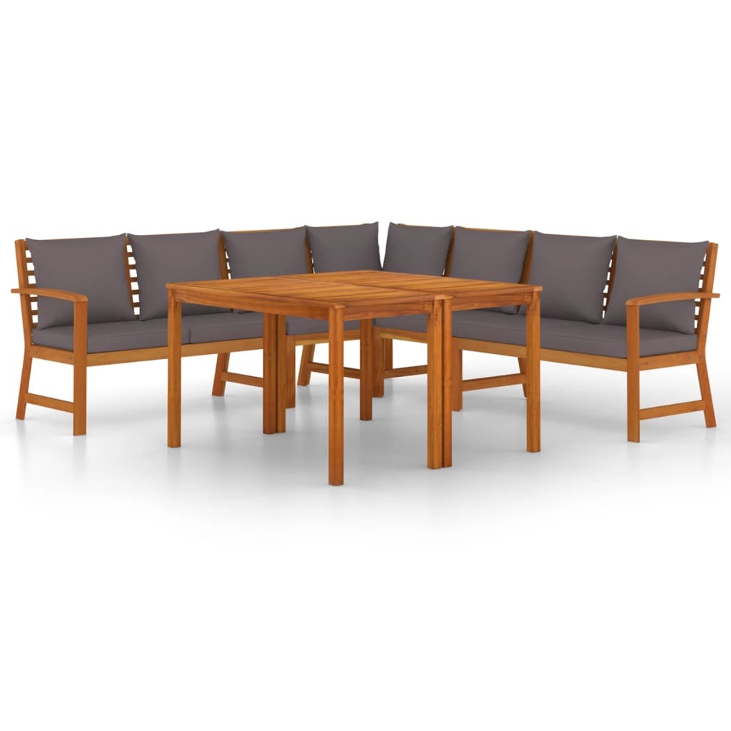 7 piece patio dining set with cushions solid wood acacia