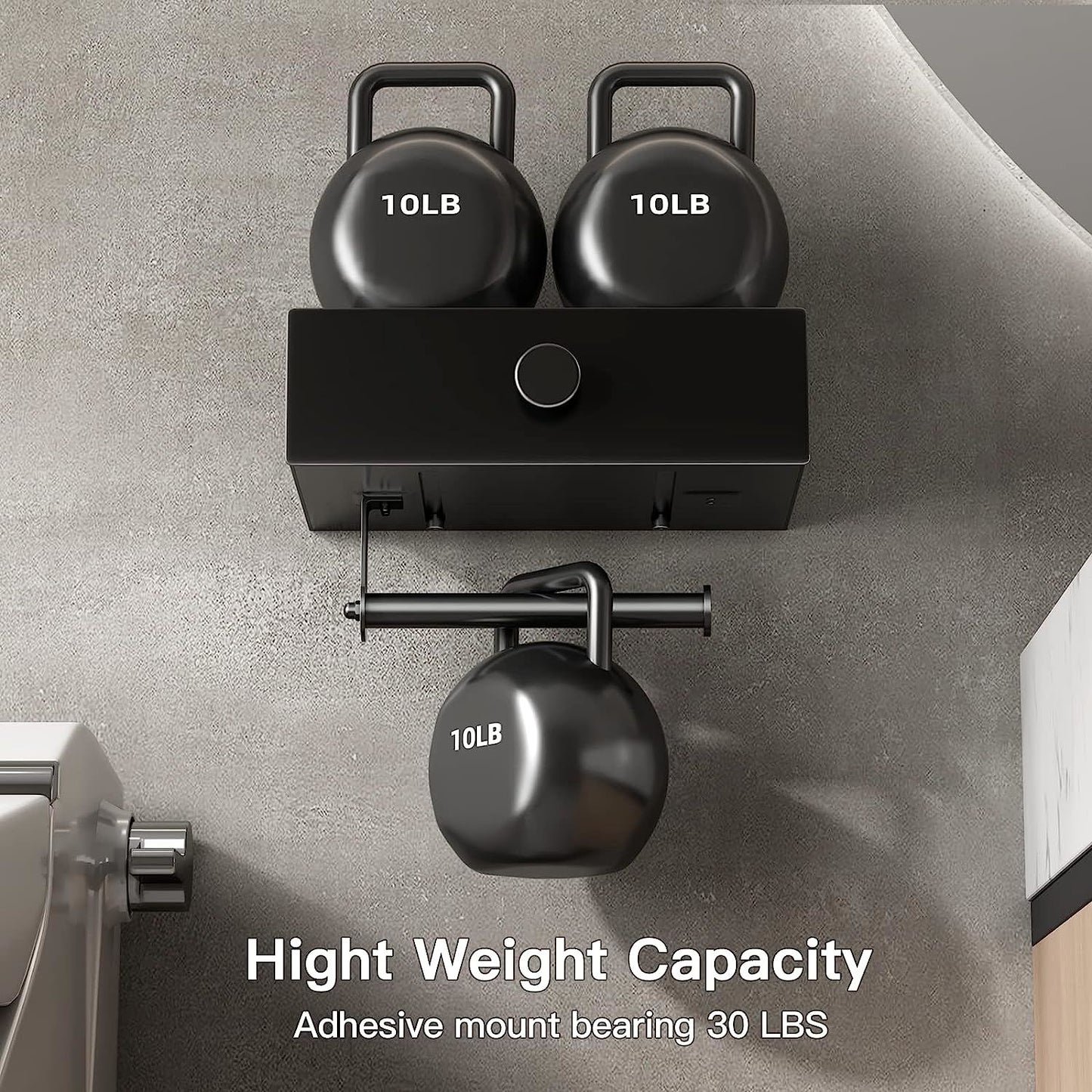 jetblack organizer: sleek toilet paper holder w/ shelf & drawer