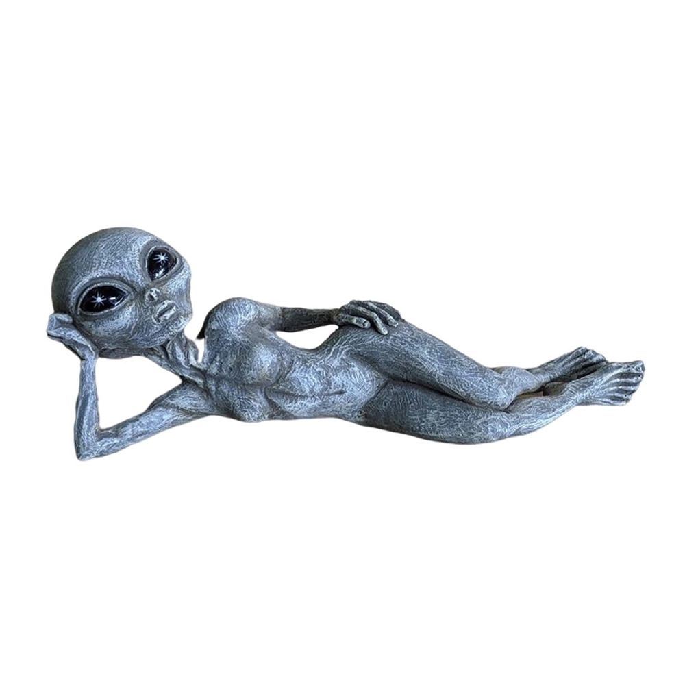 1pc alien resin statues figurine; halloween creative statues; home decor garden decoration