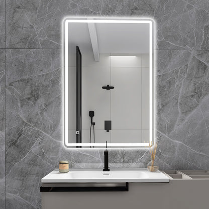 Smart LED Bathroom Vanity Mirror 40x28 - Frameless, Anti-Fog, Bluetooth, Wall-Mount