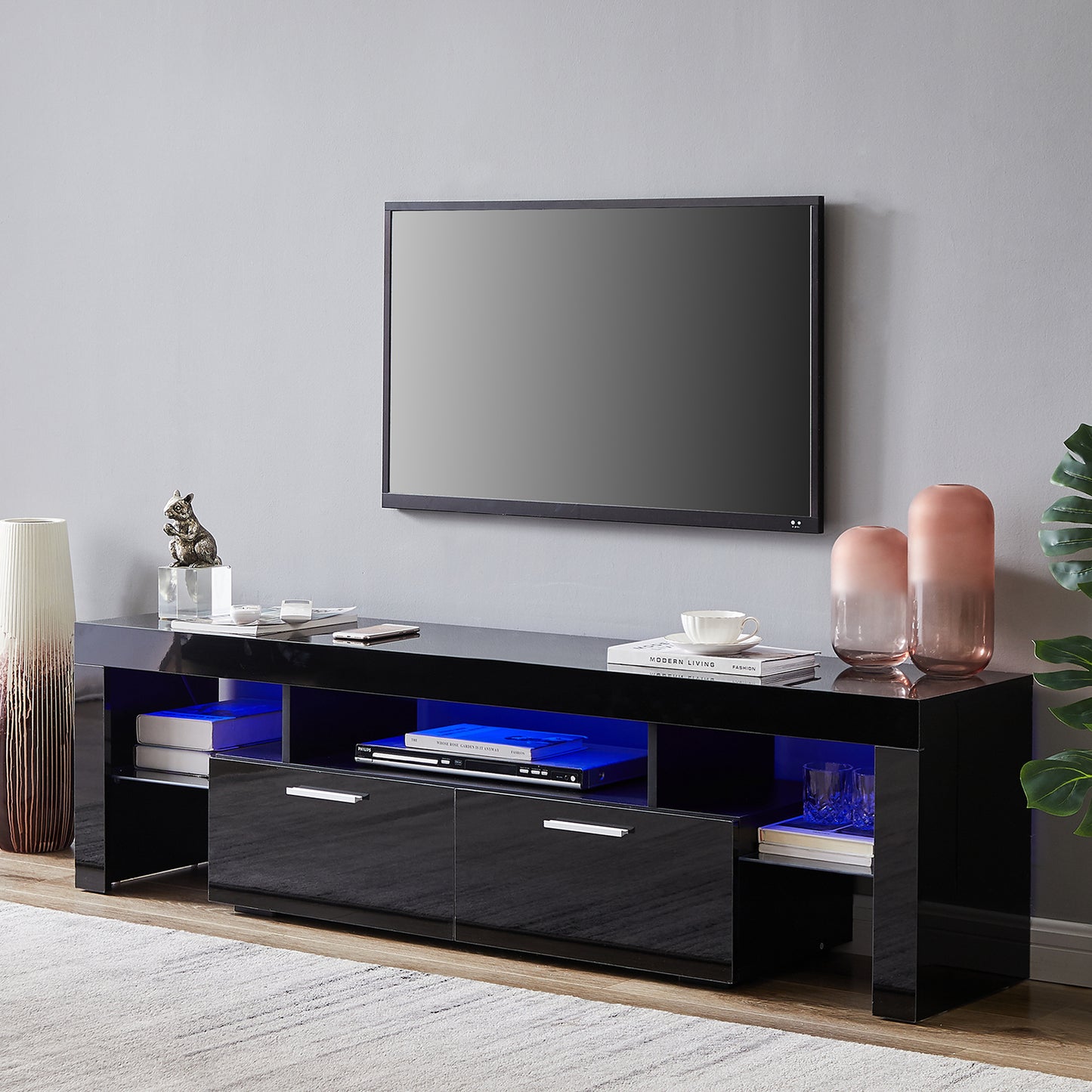 20 minutes quick assemble, modern tv stand with led lights,high glossy front tv cabinet,can be assembled in lounge room, living room or bedroom