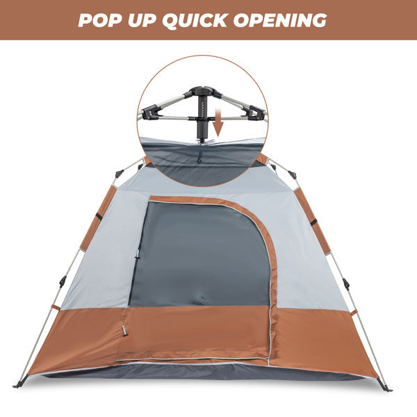 240*240*150cm spring quick opening four-person family tent camping tent brown