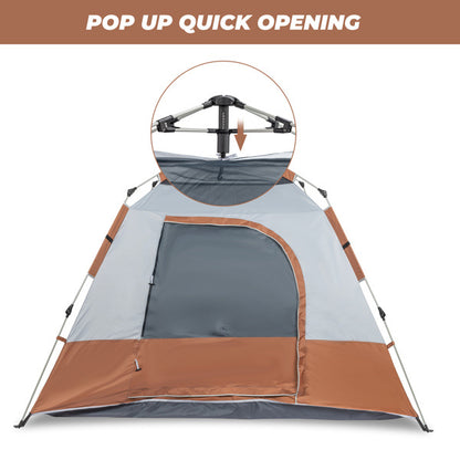 240*240*150cm Spring Quick Opening Four-Person Family Tent Camping Tent Brown