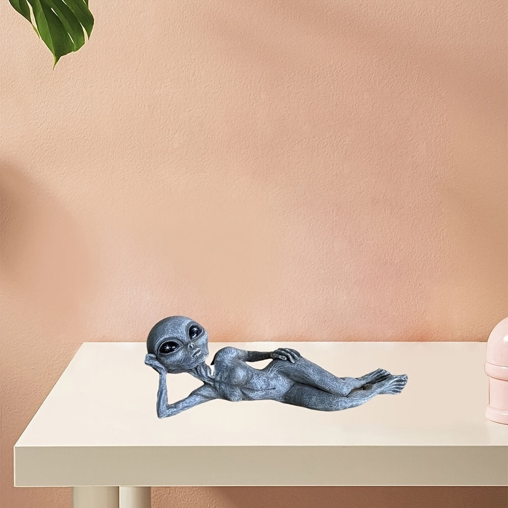 1pc alien resin statues figurine; halloween creative statues; home decor garden decoration