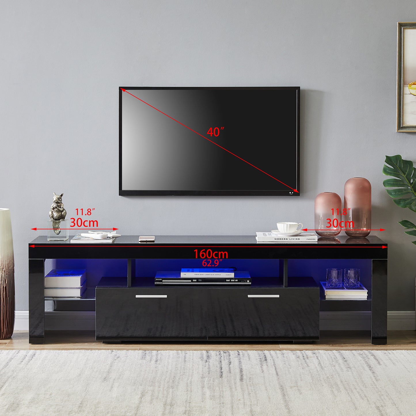 20 minutes quick assemble, modern tv stand with led lights,high glossy front tv cabinet,can be assembled in lounge room, living room or bedroom