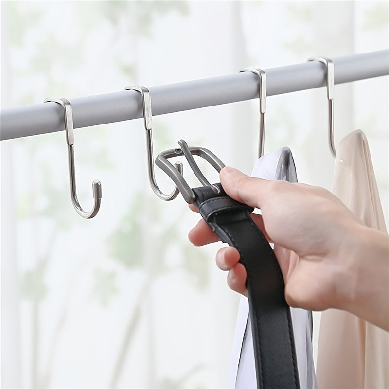 1/2/4pcs over the door drawer cabinet hook; 304 stainless steel double s-shaped hook holder hanger metal heavy duty-free punching door back hanging clothes hook organizer