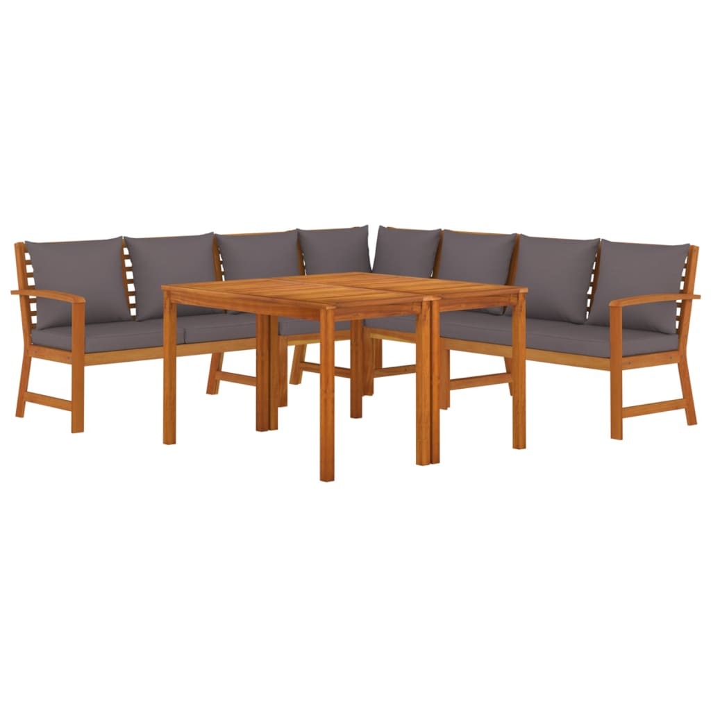 7 piece patio dining set with cushions solid wood acacia