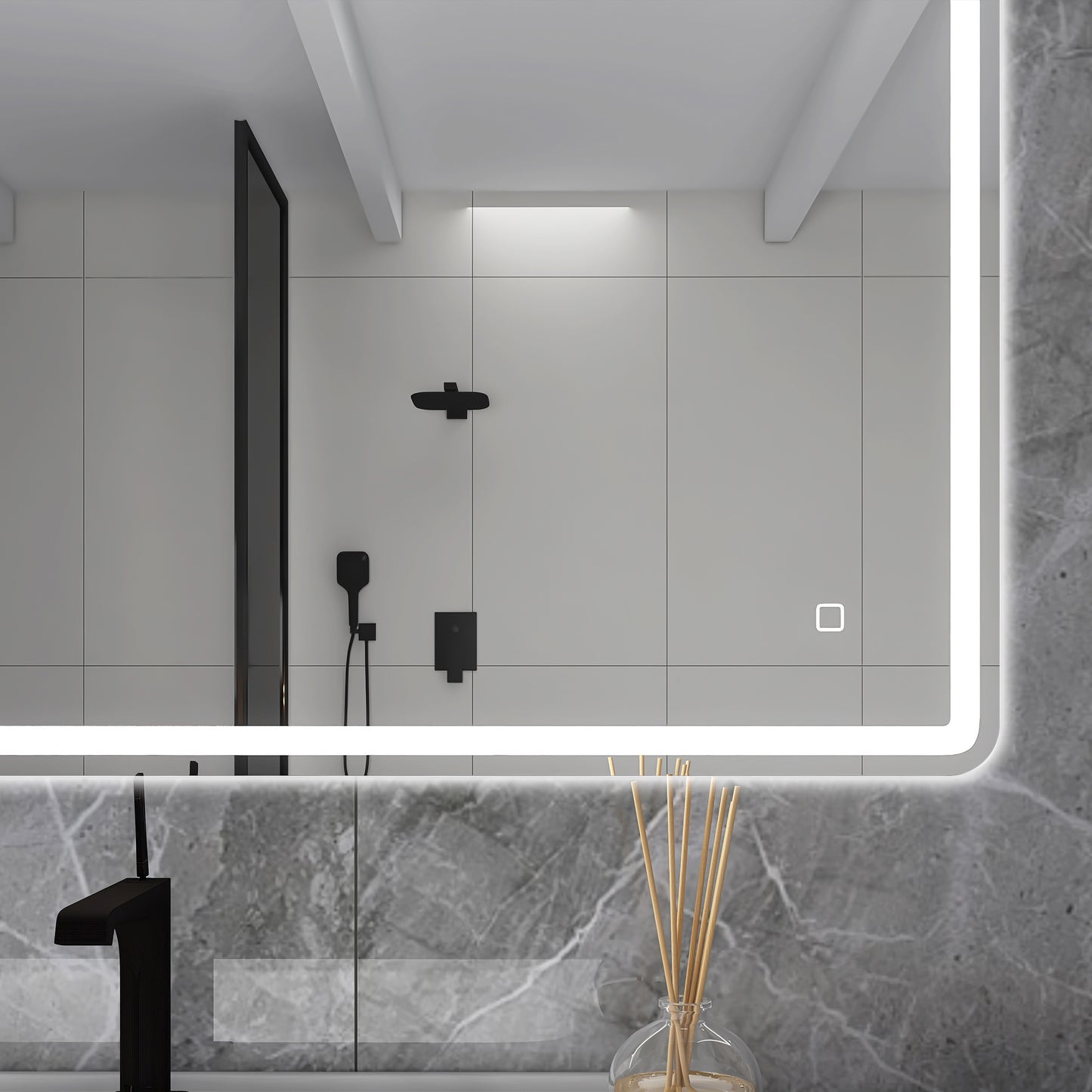 smart led bathroom vanity mirror 40x28 - frameless, anti-fog, bluetooth, wall-mount