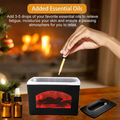 Flame Humidifier Essential Oil Diffuser With Fireplace Light For Bedroom, Fireplace Simulation Humidifier, Super Quiet 270ml Cool Mist Humidifiers Waterless Auto Shut-Off For Home Office Decor