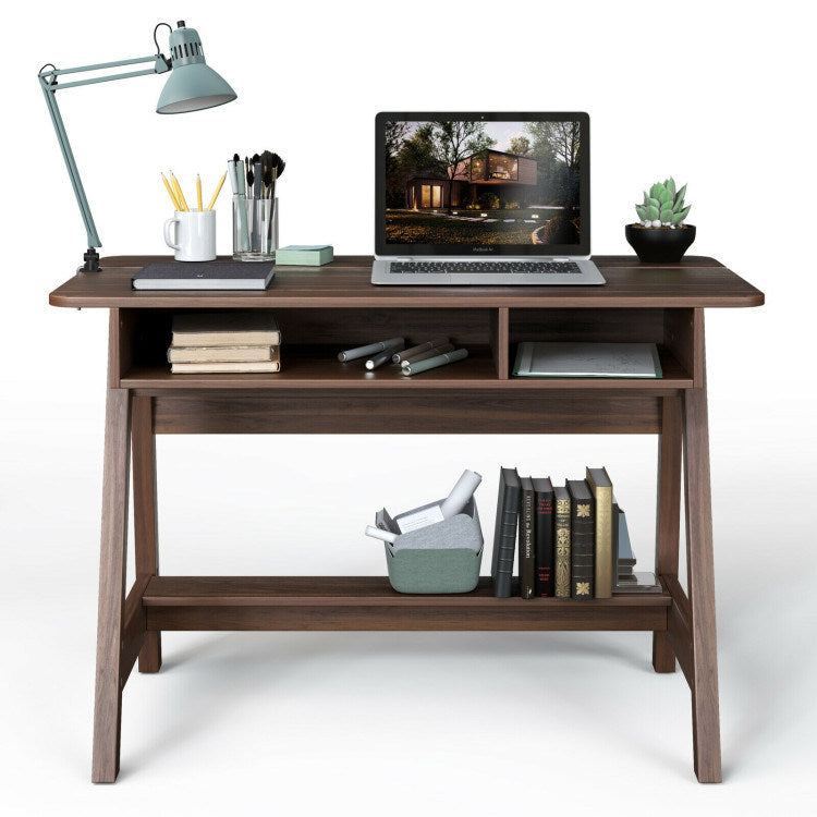 mid-century writing desk w/ storage cubes & hidden compartment