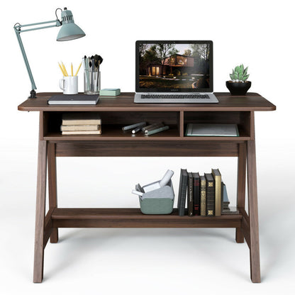 Mid-Century Writing Desk w/ Storage Cubes & Hidden Compartment