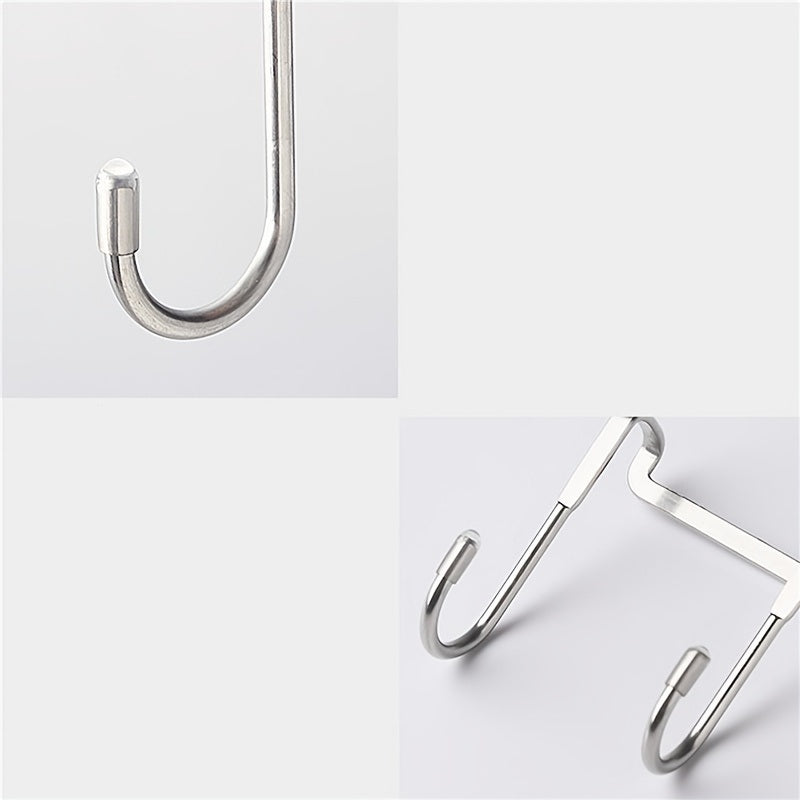 1/2/4pcs over the door drawer cabinet hook; 304 stainless steel double s-shaped hook holder hanger metal heavy duty-free punching door back hanging clothes hook organizer