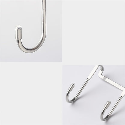 1/2/4pcs Over The Door Drawer Cabinet Hook; 304 Stainless Steel Double S-Shaped Hook Holder Hanger Metal Heavy Duty-Free Punching Door Back Hanging Clothes Hook Organizer