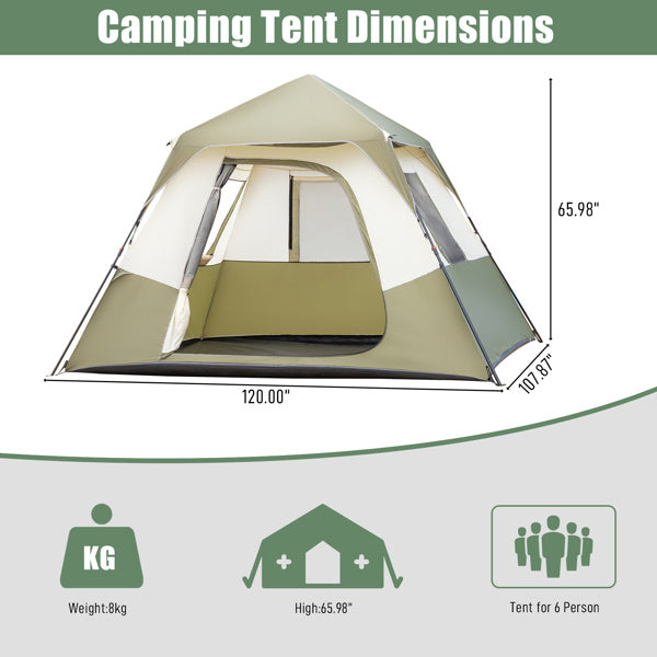 6 person camping tent setup in 60 seconds with rainfly & windproof tent with carry bag for family camping & hiking