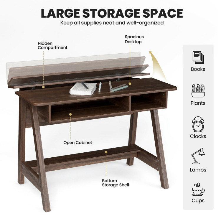 mid-century writing desk w/ storage cubes & hidden compartment