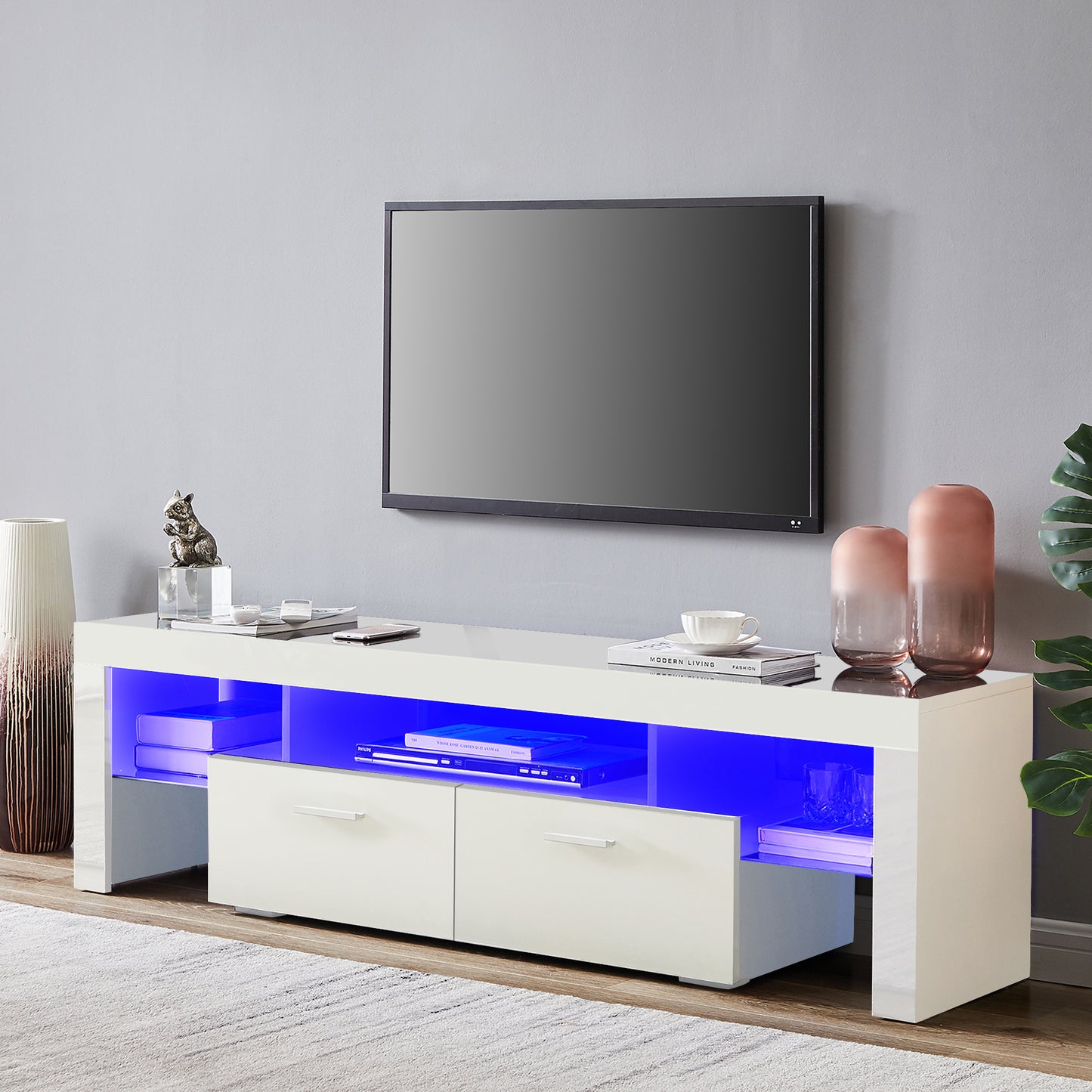 20 minutes quick assemble, modern tv stand with led lights,high glossy front tv cabinet,can be assembled in lounge room, living room or bedroom