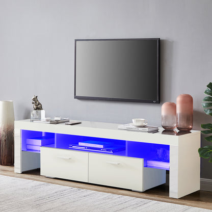 20 minutes quick assemble, modern TV Stand with LED Lights,high glossy front TV Cabinet,can be assembled in Lounge Room, Living Room or Bedroom