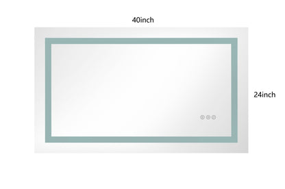 LED Bathroom Mirror 40x24 with High Lumen, Anti-Fog, Dimmer - Wall Mounted